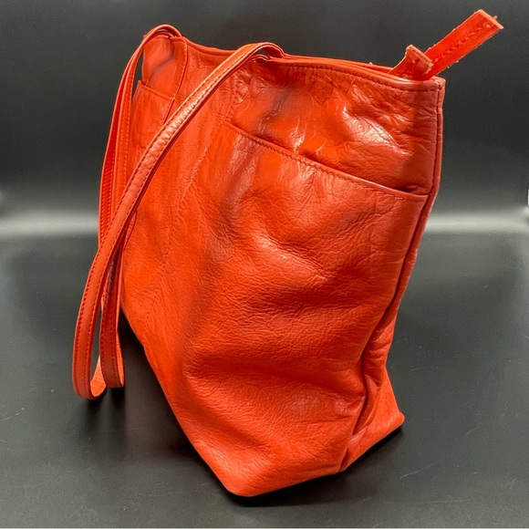 Latico NJ USA Vibrant Orange Leather Tote Shoulder Bag - Picture 5 of 13